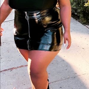 Patent Leather Skirt with Front Zip